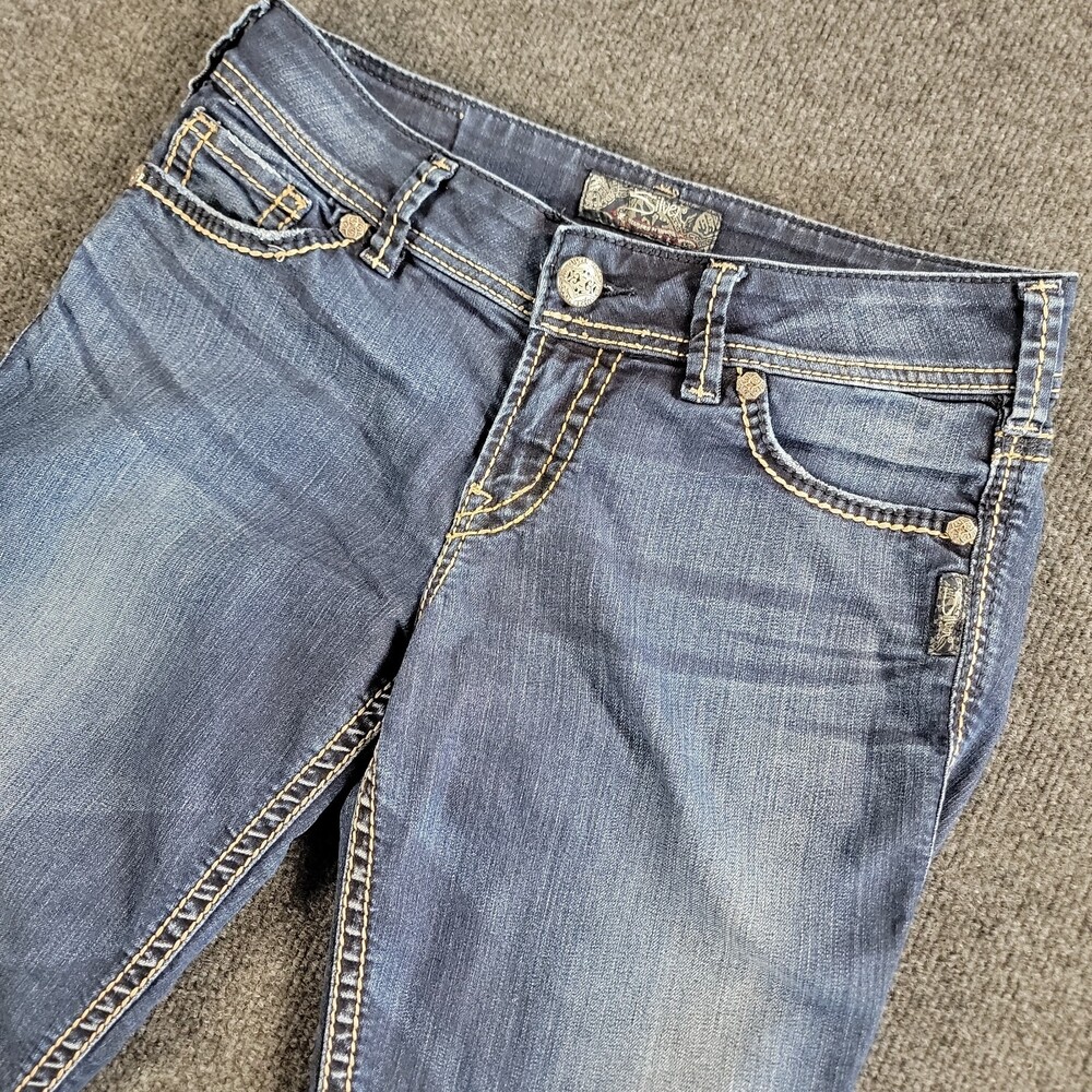 Silver Jeans Co. Suki Surplus Capri Jeans Womens 28x26 Blue Denim Y2K Distressed